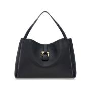 Salvatore Ferragamo Svart Gancini Spänne Axelväska Black, Dam