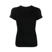 Isabel Marant Svart Bomull Ribbad Logotyp T-shirt Black, Dam