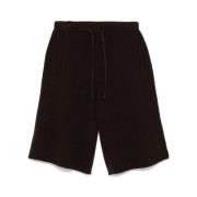 Lemaire Brun Ullstickad Bred Ben Shorts Brown, Dam