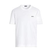 Ermenegildo Zegna Broderad Logotyp Crew Neck T-shirt White, Herr