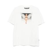 Palm Angels Vit Crew Neck Drop Shoulder T-shirt White, Herr