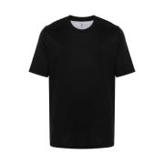 Brunello Cucinelli Svart Bomull-Silke Blandning Crew Neck T-shirt Blac...