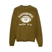 Dsquared2 Grön Grafisk Print Crew Neck Sweatshirt Green, Herr