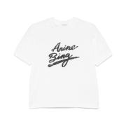 Anine Bing Vit Logotyp Tryck Crew Neck T-shirt White, Dam