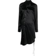 Ann Demeulemeester Asymmetrisk Siden Skjortklänning Black, Dam