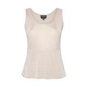 A.p.c. Beige Ribbad Ärmlös Top Beige, Dam