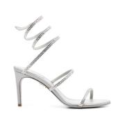 René Caovilla Rhinestone Embellished Wraparound Style Heels Gray, Dam