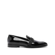 Versace Svarta Läder Slip-On Skor Black, Herr