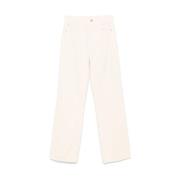 7 For All Mankind Vita Corduroybyxor med Knappar Fram Beige, Dam