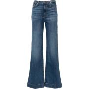 7 For All Mankind Hög midja utsvängda jeans Blue, Dam