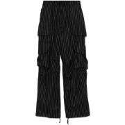 A Paper Kid Pinstripe Cargo Byxor med Dragsko i Midjan Black, Herr