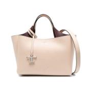 Tod's Beige Läder Toteväska med Silverdetaljer Beige, Dam