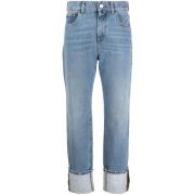 Amish Ljusblå Straight-Leg Jeans Blue, Dam