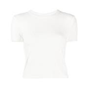 T by Alexander Wang Vit Stickad T-shirt med Logomotiv White, Dam