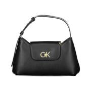 Calvin Klein Svart Polyester Handväska med Justerbar Rem Black, Dam