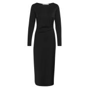 InWear Feminin Rynkad Midi Klänning Black, Dam