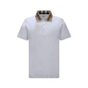 Burberry Klassisk Polo Skjorta med Check Krage White, Herr