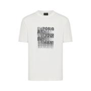 Emporio Armani Grafiskt Logotyp Vit Bomull T-shirt White, Herr