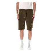 C.p. Company Diagonal Fleece Logo Shorts Green, Herr