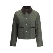 Burberry Quiltad jacka med cordkrage Green, Dam