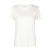 Moncler Broderad Logotyp Vit Bomull T-shirt White, Dam