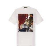 Roberto Cavalli Grafisk Tryck Bomull T-shirt White, Herr