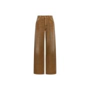 Roberto Cavalli Klassiska Wide Leg Jeans med Dragkedja Brown, Dam