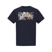 Roberto Cavalli Jaguar Print Crew Neck T-shirt Blue, Herr