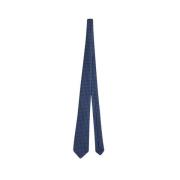 Kiton Handgjord Sidenslips med Mikro-Design Blue, Unisex