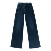 7 For All Mankind Vintage Wide Leg Jeans i Mörkblå Blue, Dam