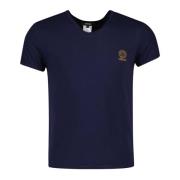 Versace Blå V-ringad Medusa Greca T-shirt Blue, Herr