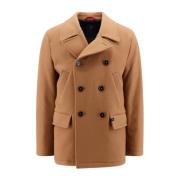 Fay Ull Peacoat med Vaddering Brown, Herr