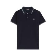 Roberto Cavalli Monogram Polo Shirt med broderat logotyp Blue, Herr