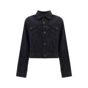 Balenciaga Denimjacka med klassisk krage Black, Dam