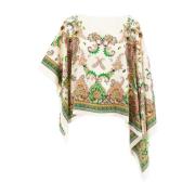 Etro Sidens Paisleytryck Asymmetrisk Poncho Multicolor, Dam