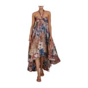 Zimmermann Silke Halter Maxi Klänning Asymmetrisk Fåll Multicolor, Dam