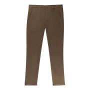 Dondup Stretch Satin Bomull Chino Byxor Brown, Herr