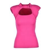 Liu Jo Elegant Stickad Topp med Viskos-Polyester Pink, Dam