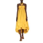 Zimmermann Sidens Halterneck Maxi Klänning Yellow, Dam