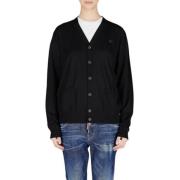 Dsquared2 Broderad logoullkardigan med fickor Black, Dam