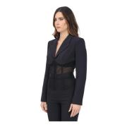 Elisabetta Franchi Svart Elegant Modern Jacka Black, Dam