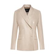 Kiton Bambu Dubbelknäppt Jacka Beige, Dam