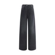 Prada Vida Ben Bomulls Jeans med Ikoniska Detaljer Black, Dam