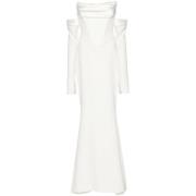 Rhea Costa Vit Off-Shoulder Satin Sjöjungfru Klänning White, Dam