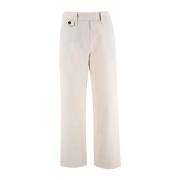 Brunello Cucinelli Elegant Cropped Byxor med Juvelbroderi White, Dam