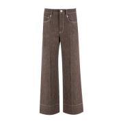 Brunello Cucinelli Casual denimbyxor med vida ben Brown, Dam