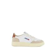 Autry Vintage Läder Sneaker med Mockainsatser Beige, Dam