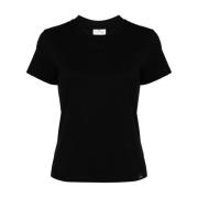 Courrèges Svart Logotyp Broderad Crew Neck T-shirt Black, Dam