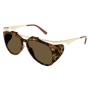 Saint Laurent Amelia solglasögon i Havana Tortoise Brown, Unisex