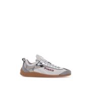 PINKO Stickade Sneakers med Mocka Detaljer Gray, Dam